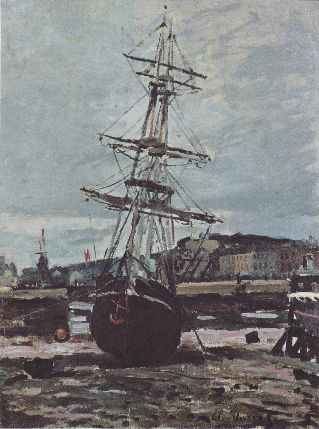 Fécamp'ta karaya oturmuş tekne - Claude Monet