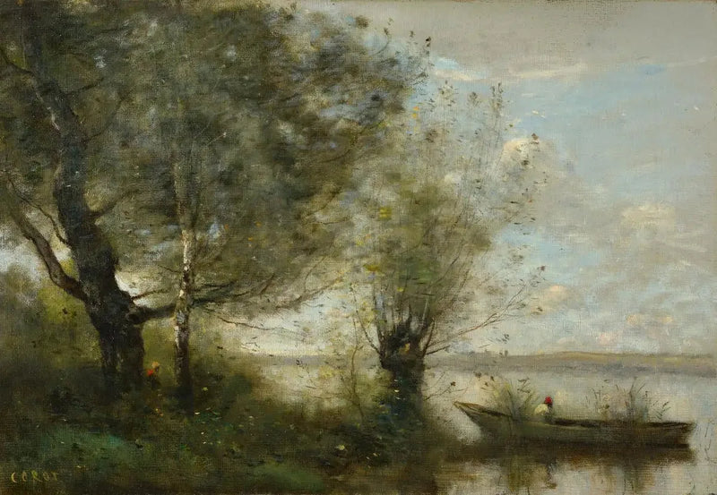 Nehir Kenarında Tekne - Jean-Baptiste Camille Corot