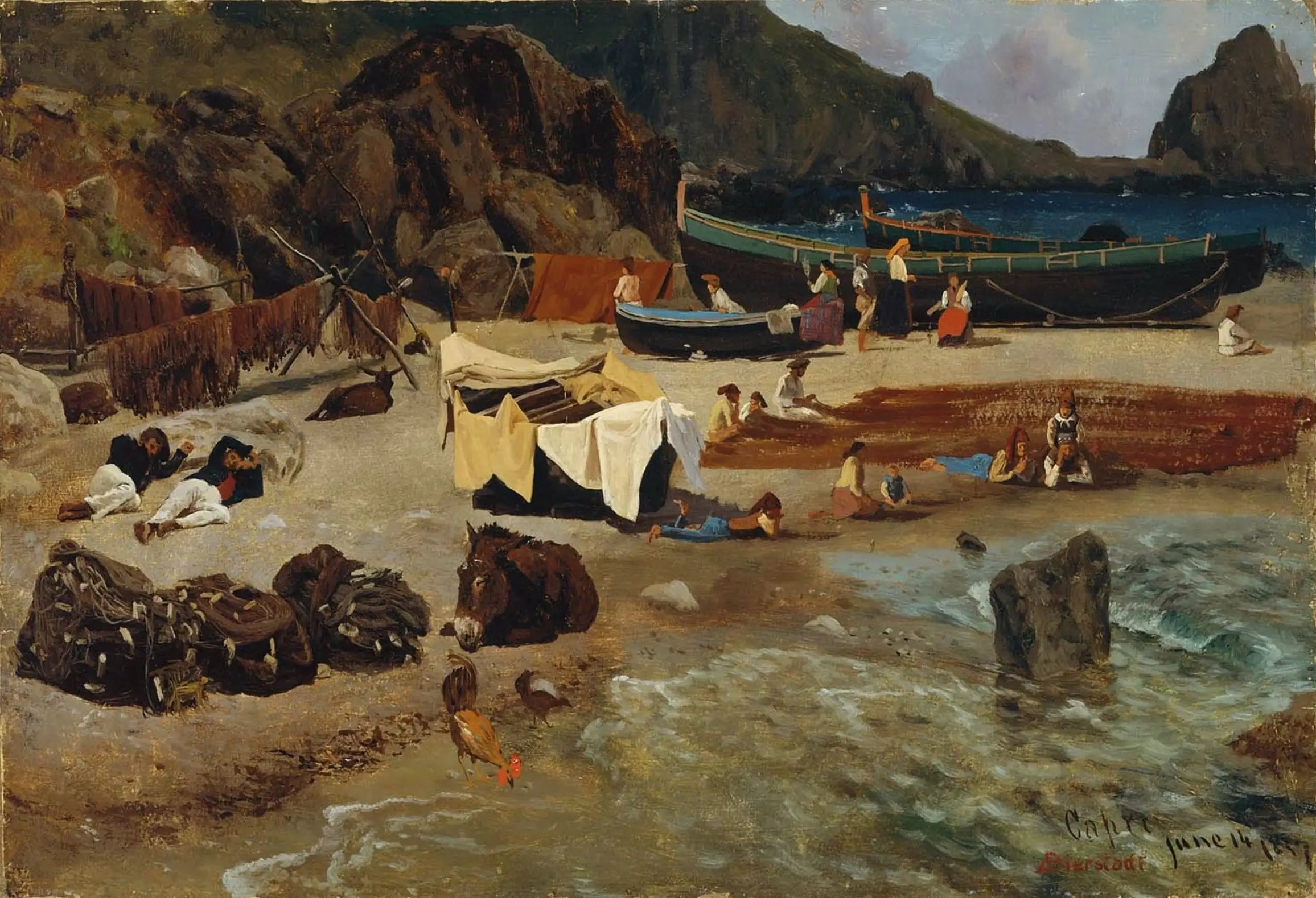 Bateaux de pêche à Capri - Albert Bierstadt - Alpha Reproduction