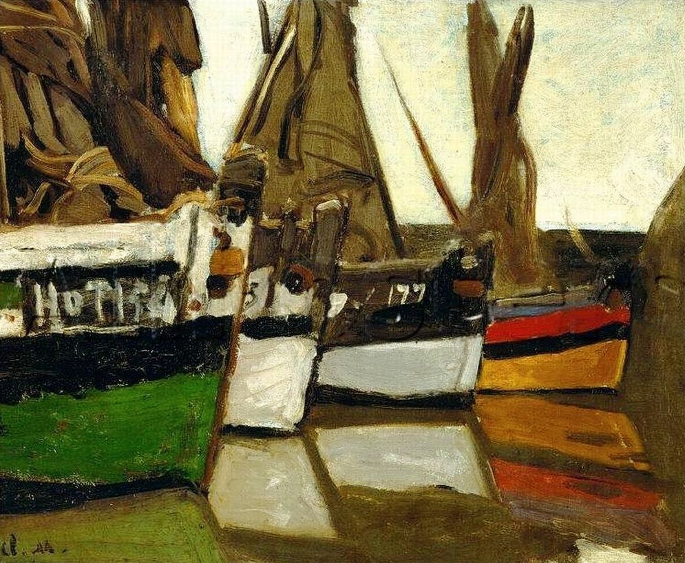 Reproduction du tableau « Bateaux de pêche, Honfleur - Claude Monet » par Alpha Reproduction en peinture à l’huile