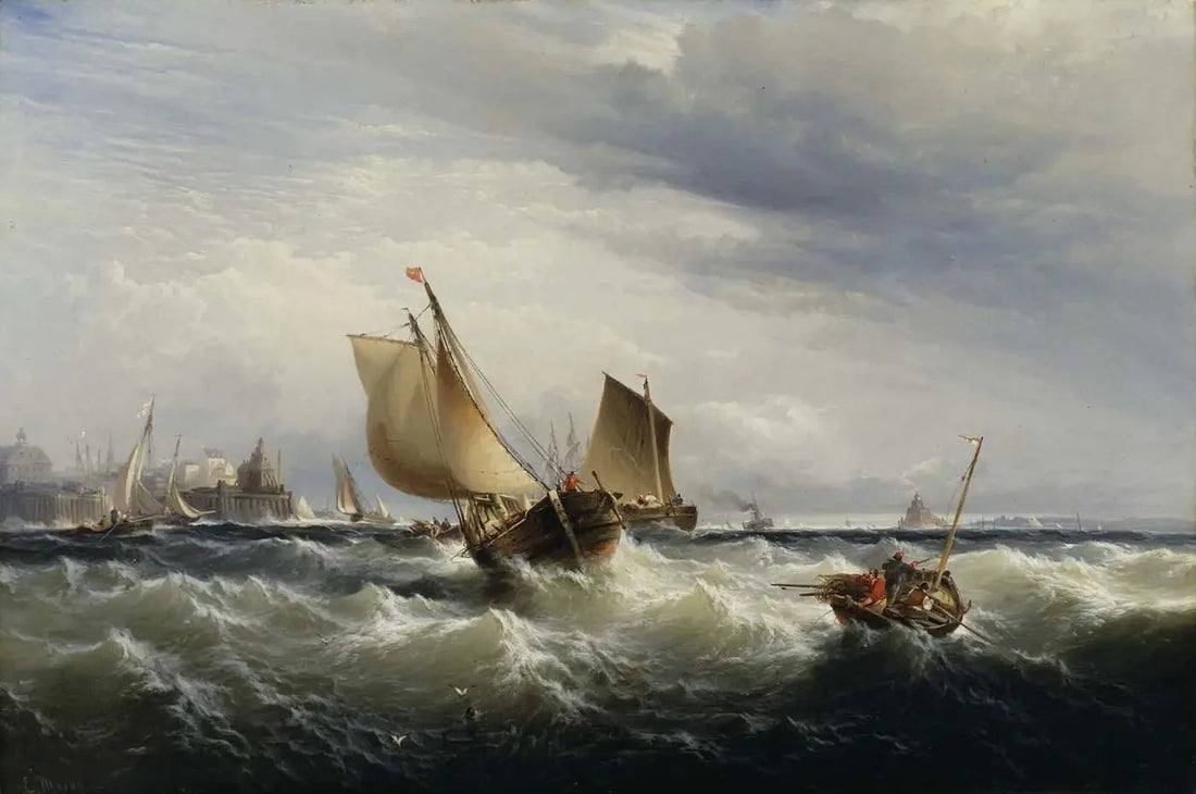 Rüzgara Yaklaşan Balıkçı Tekneleri - Edward Moran