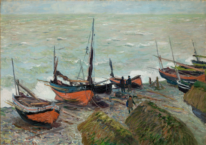 Étretat W823'teki balıkçı tekneleri - Claude Monet