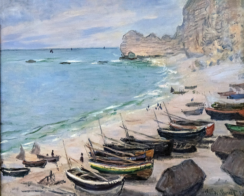 Étretat W829'da sahildeki tekneler - Claude Monet