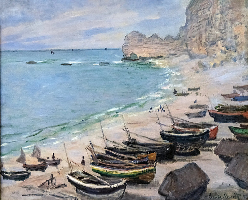 Étretat'ta Sahilde Tekneler - Claude Monet