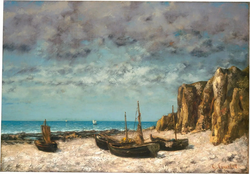 Tekneler plajda, Etretat - Gustave Courbet