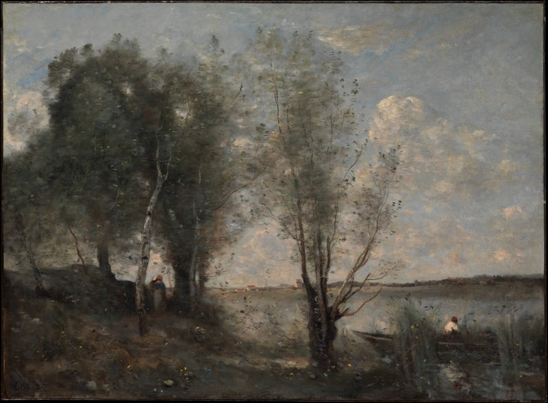 Reedler Arasında Bateau - Jean-Baptiste Camille Corot