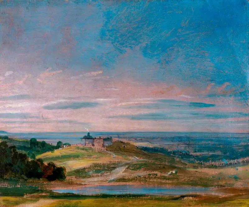 Hampstead yakınlarındaki eğimli bir arazi üzerindeki binalar - John Constable