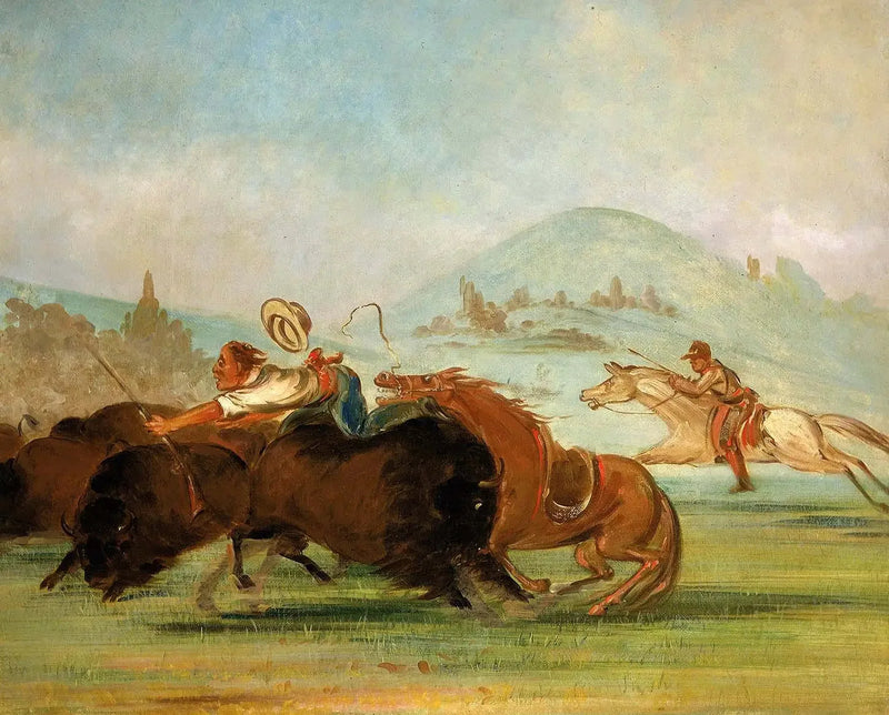Batiste ve Ben, Running Buffalo, Yellowstone Ağzı - George Catlin