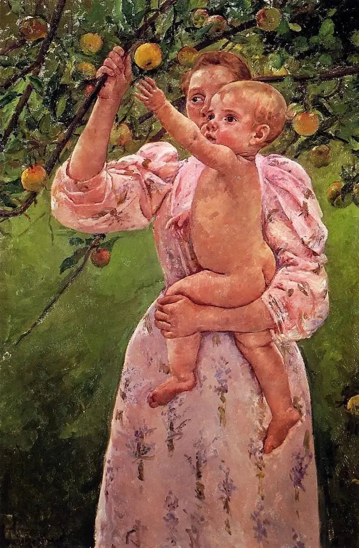 Bebek elini bir elmaya uzatıyor - Mary Cassatt
