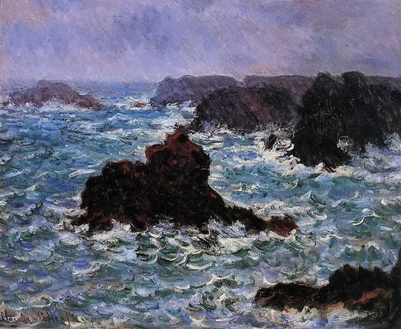 Belle-Île, yağmur etkisi W1112 - Claude Monet