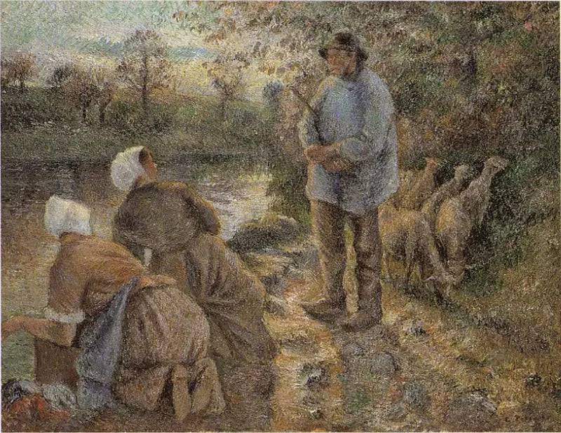 Montfoucault'da Berger ve Yıkayıcılar - Camille Pissarro