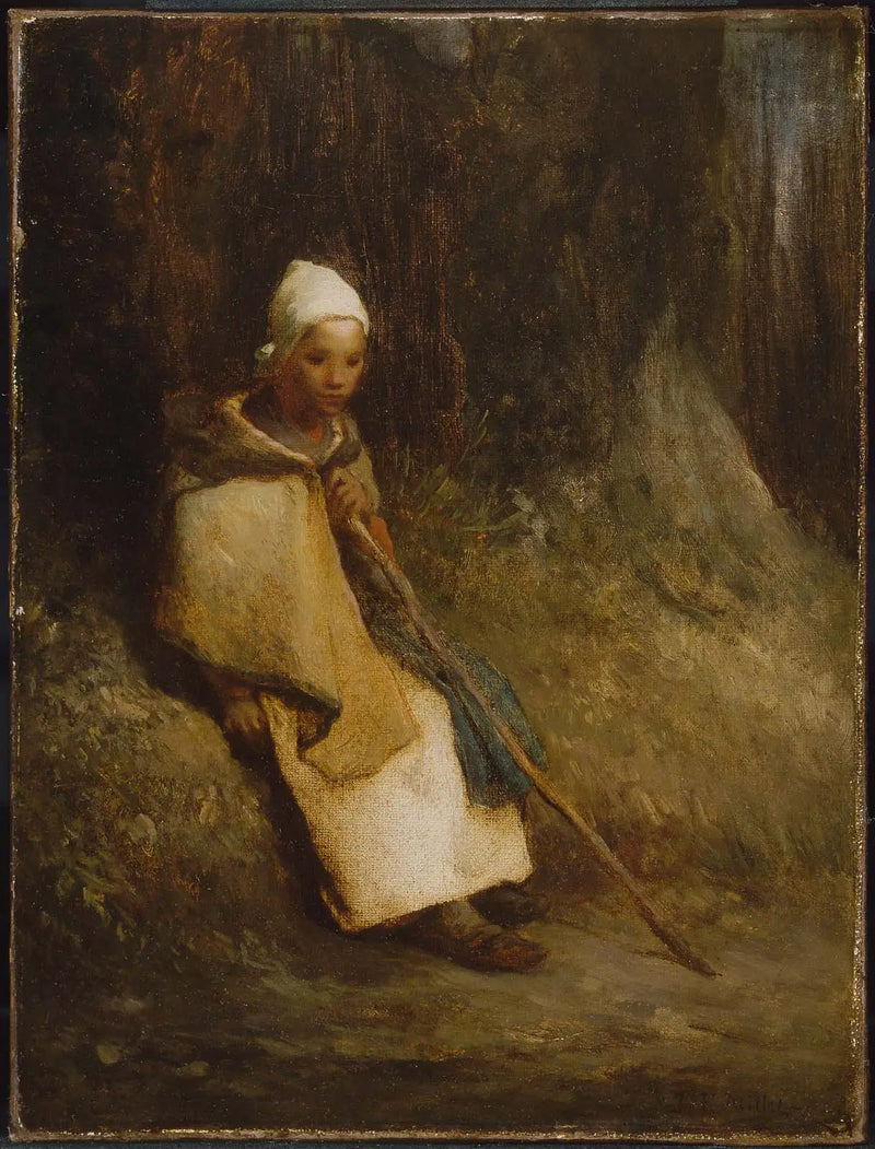 Ormanın Kenarında Oturan Bergère - Jean-François Millet