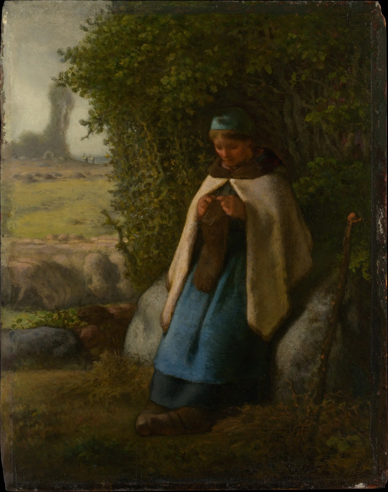 Kayalıkta Oturan Bergère - Jean-François Millet