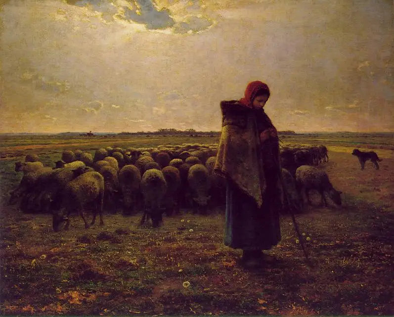 Bergère avec son troupeau - Jean-François Millet - Alpha Reproduction