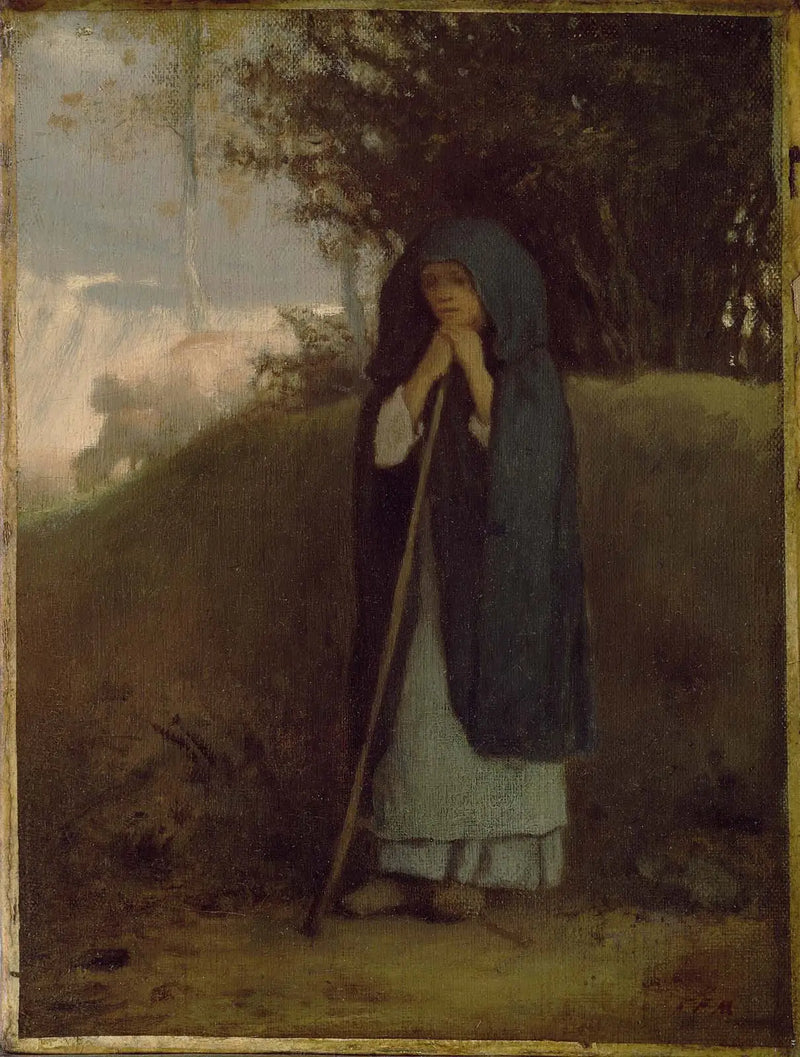 Bergère sopasını dayayan - Jean-François Millet