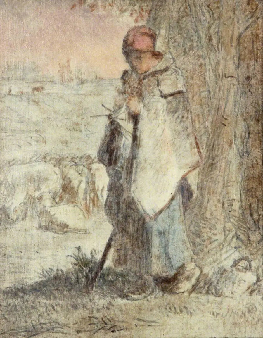 Bergère Örüyor - Jean-François Millet
