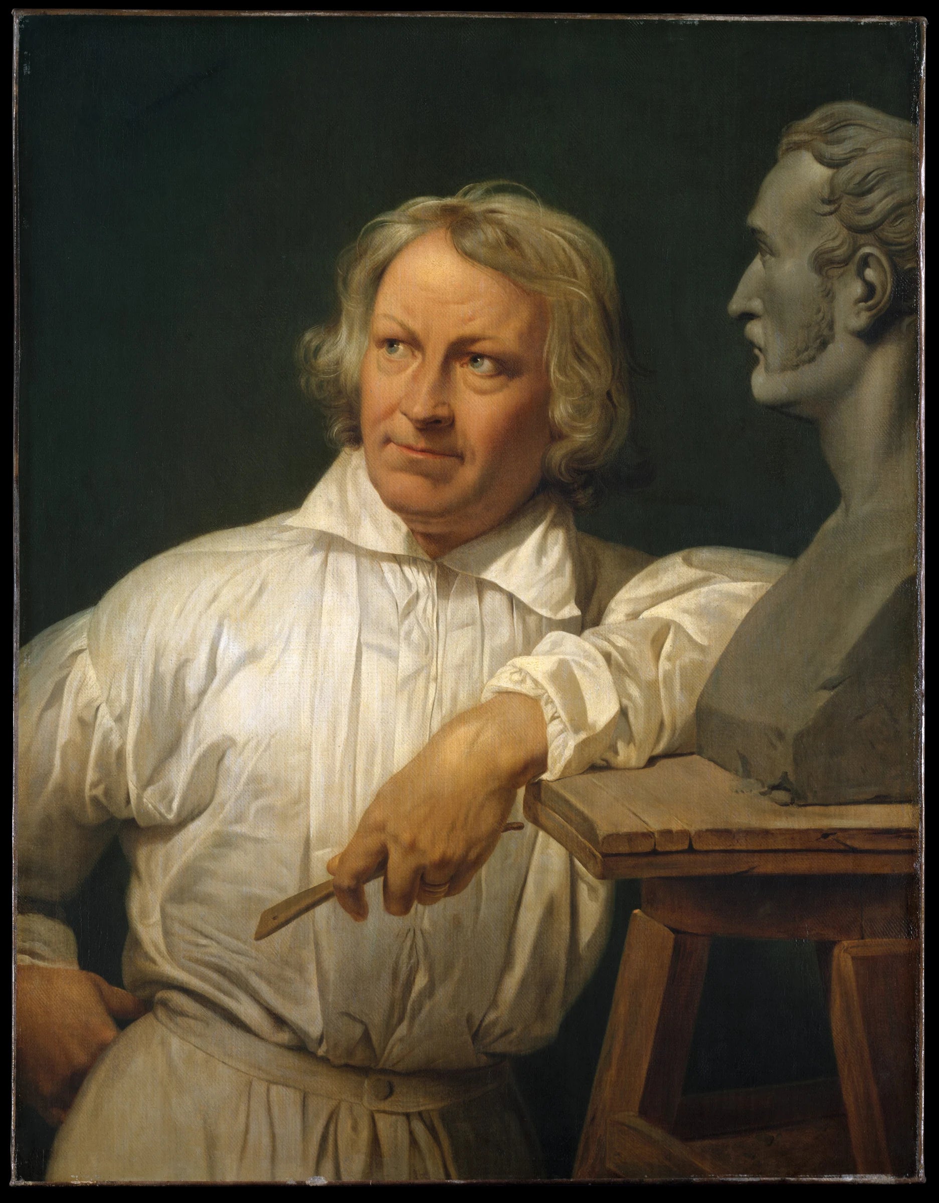 Bertel Thorvaldsen (1768-1844) avec le buste d'Horace Vernet - Horace Vernet
