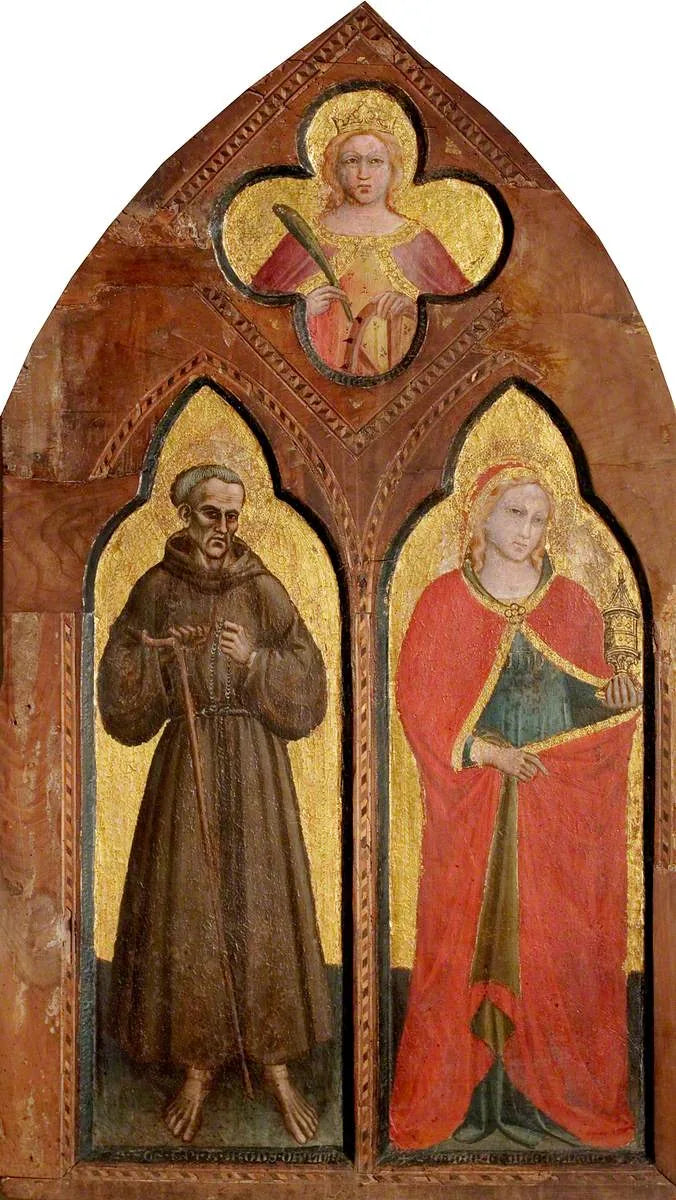 Mutlu Gérard de Villamagna ve azize Meryem Magdalene ile azize Catherine de Alexandria - Spinello Aretino