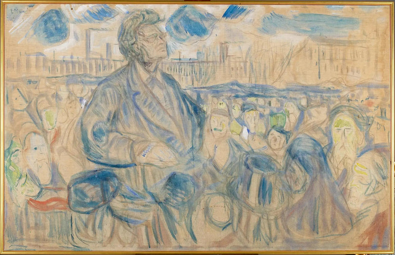 Bjørnstjerne Bjørnson'un halka hitap etmesi - Edvard Munch