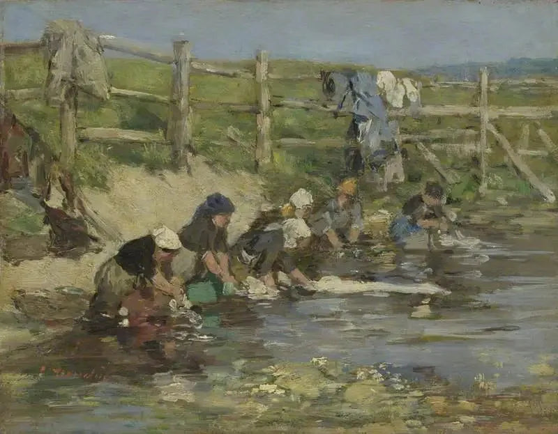 Bir Dere Kenarındaki Çamaşırhaneler - Eugène Boudin