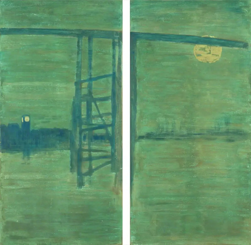 Mavi ve gümüş: ekran, Battersea'nın eski köprüsü ile - James Abbott McNeill Whistler