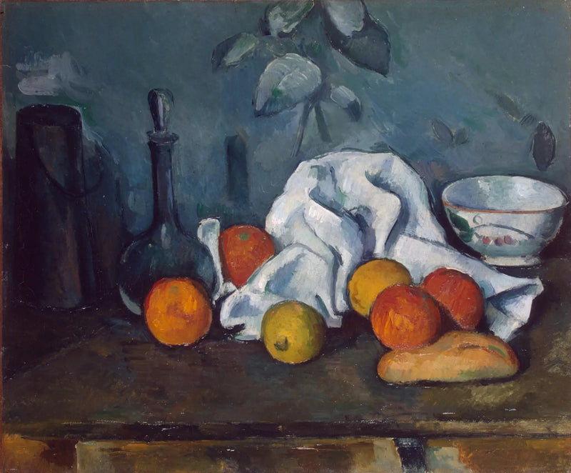 Süt kutusu, sürahi ve kase - Paul Cézanne