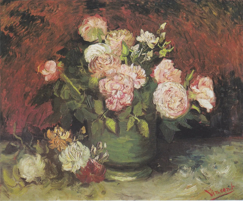 Şakayıklar ve güllerle kase - Vincent van Gogh