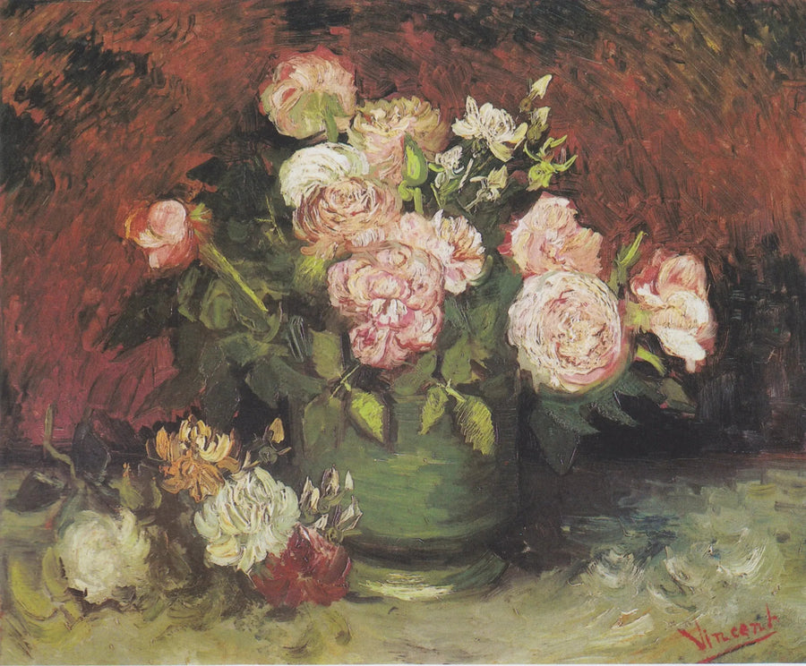 Şakayıklar ve güllerle kase - Vincent van Gogh