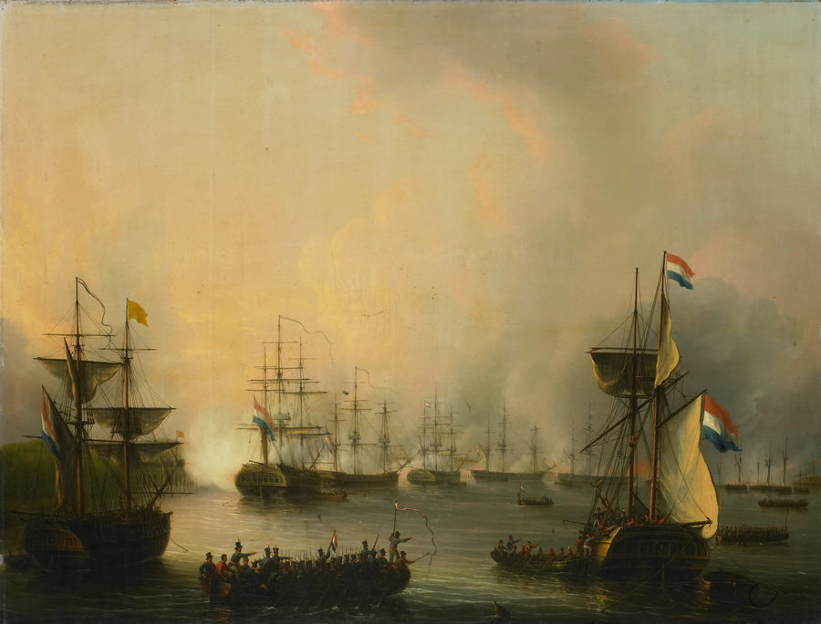 Le bombardement de Palembang, Sumatra, le 24 juin 1821 - Martinus Schouman
