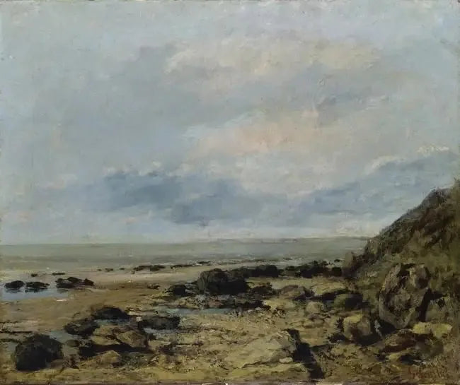 Kıyı Manzarası Kayalarla - Gustave Courbet