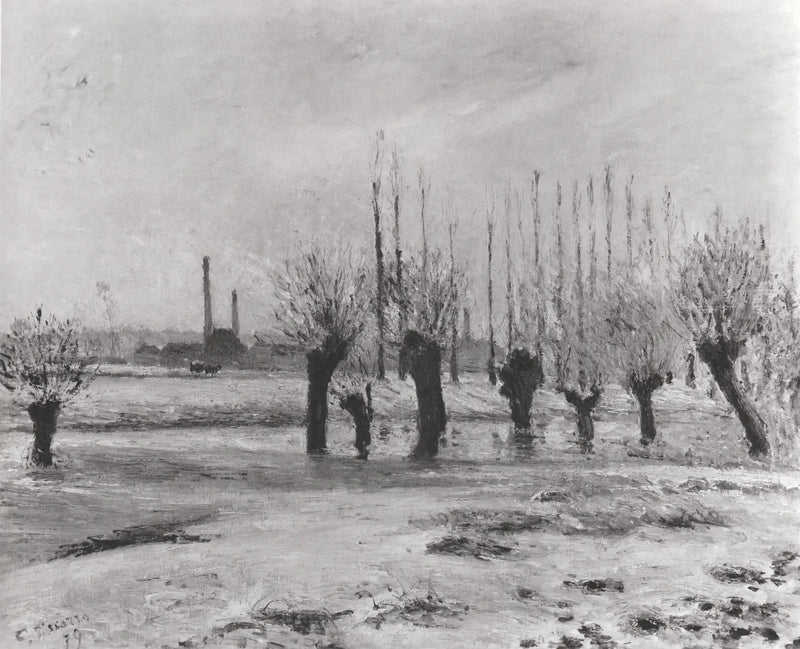 Oise Nehri Kenarı, Pontoise, Kar Etkisi - Camille Pissarro