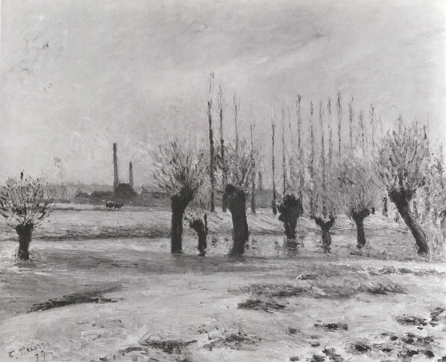 Oise Nehri Kenarı, Pontoise, Kar Etkisi - Camille Pissarro
