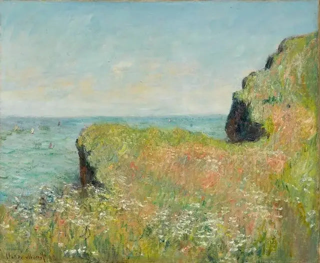 Pourville'deki uçurum kenarları - Claude Monet