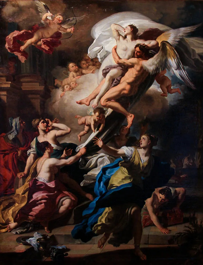Borée Oreithyia'yı alırken, Erektai'nin kızı - Francesco Solimena