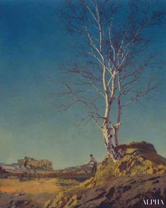 Reproduction du tableau « Bouleau blanc - Maxfield Parrish » par Alpha Reproduction en peinture à l’huile