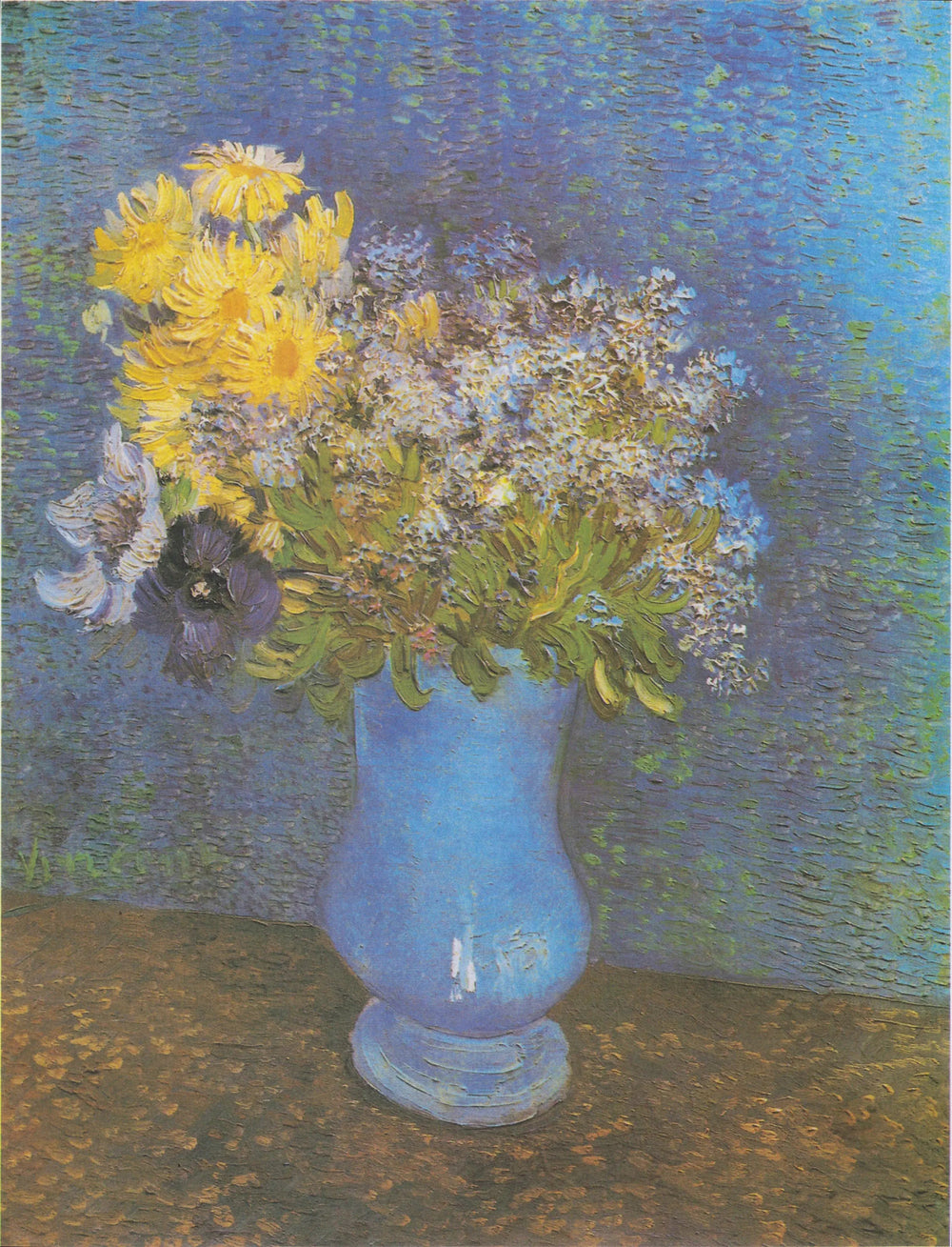 Bouquet de fleurs dans un vase bleu - Vincent van Gogh image 1 copie peinte à la main à l’huile