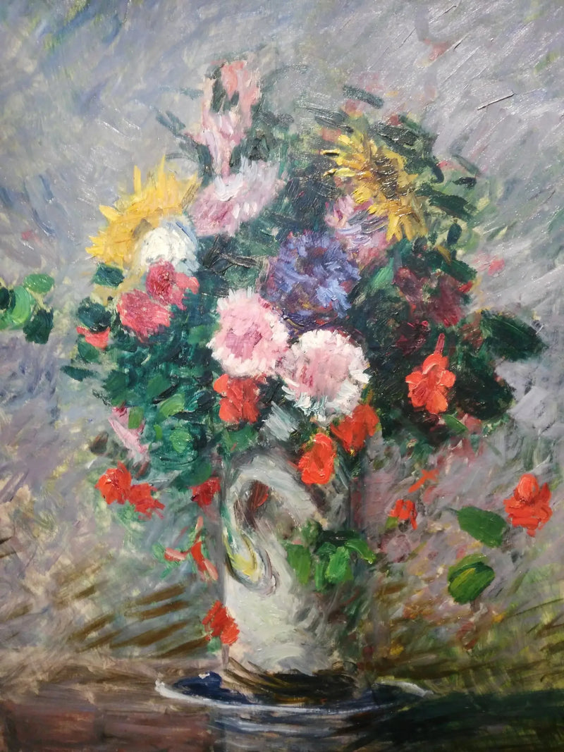 Bir vazoda papatyalar, kapuçinler ve güneşler - Gustave Caillebotte