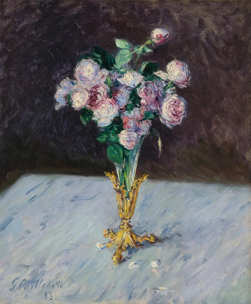 Kristal vazoda gül buketi - Gustave Caillebotte