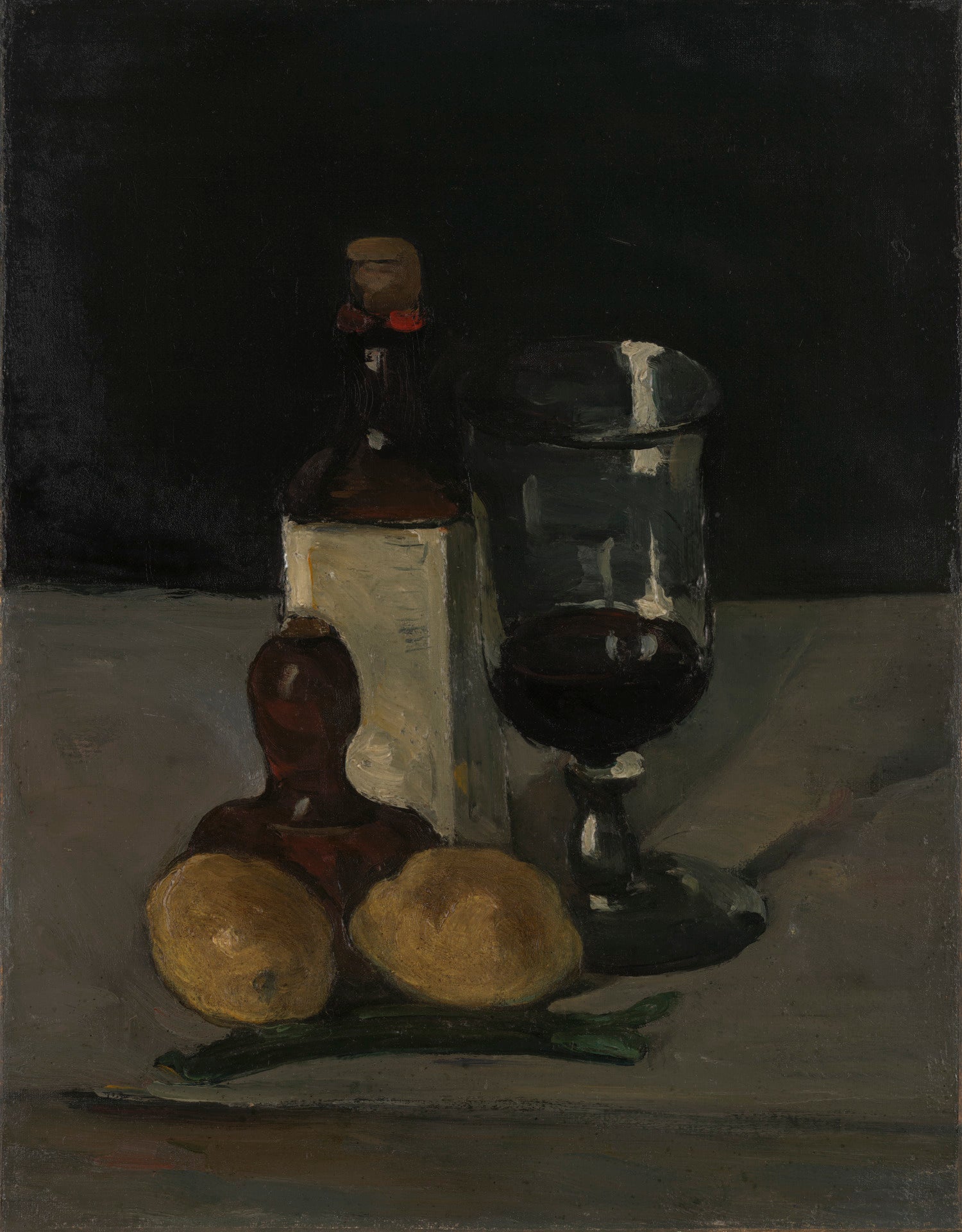 Reproduction du tableau « Bouteille, verre et citrons - Paul Cézanne » par Alpha Reproduction en peinture à l’huile