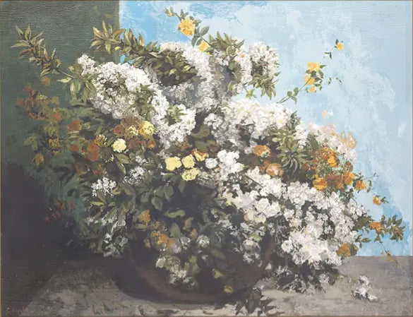 Çiçekli Dallar ve Çiçekler - Gustave Courbet
