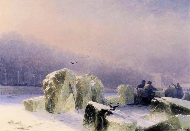 Saint-Petersburg'daki Neva buzunda buzdağı - Ivan Aïvazovski