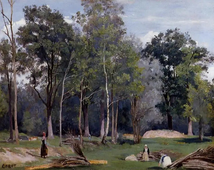 Bûcheronnes orman kenarındaki bir çayırda. Ville d'Avray - Jean-Baptiste Camille Corot