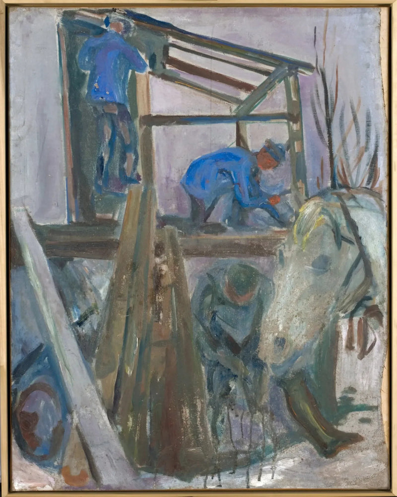 Stüdyonun binasında çalışan oduncular - Edvard Munch
