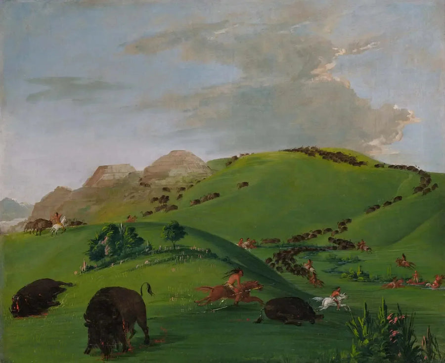 Buffalo Chase, Yellowstone Ağzı - George Catlin