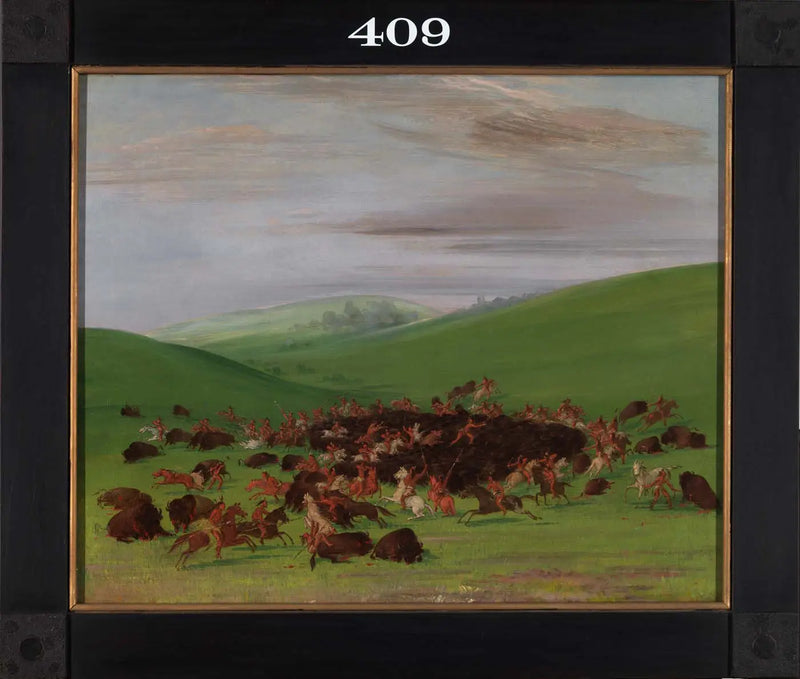 Buffalo Chase, Hidatsalarla Çevrili - George Catlin
