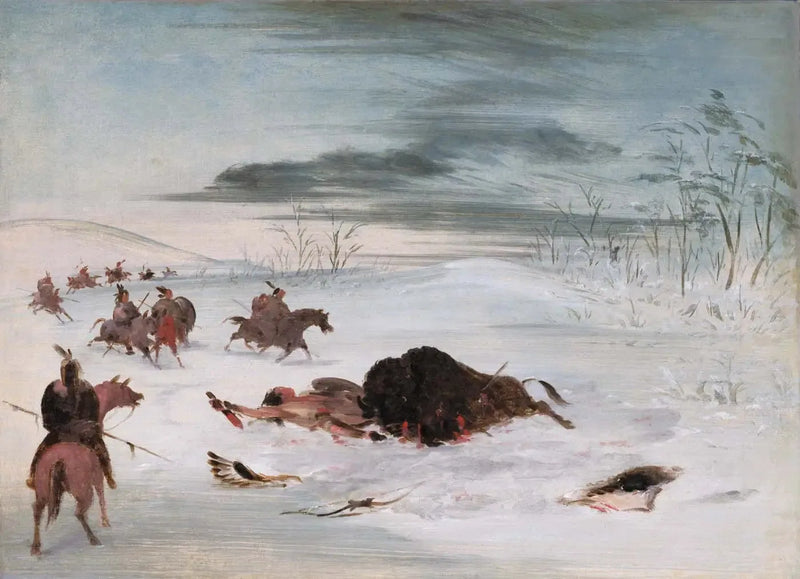 Ölü Erkek Bufalo Kütlesi İçinde - George Catlin