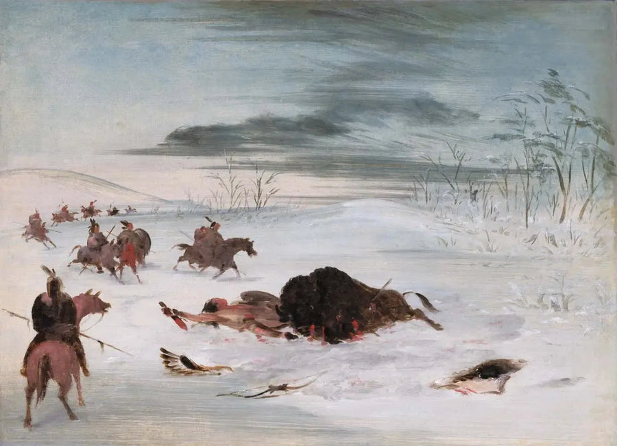 Ölü Erkek Bufalo Kütlesi İçinde - George Catlin