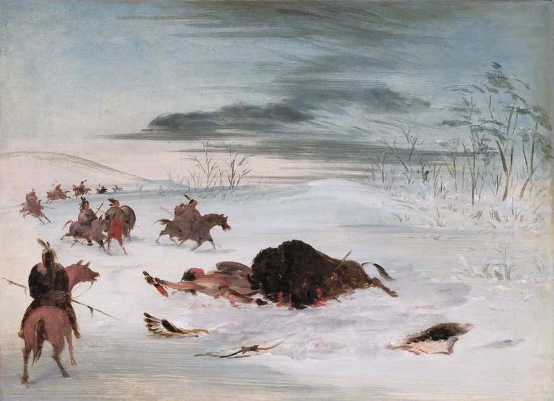 Ölü Erkek Bufalo Kütlesi İçinde - George Catlin