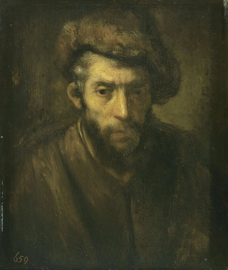 Kürklü şapka takan adam büstü - Rembrandt