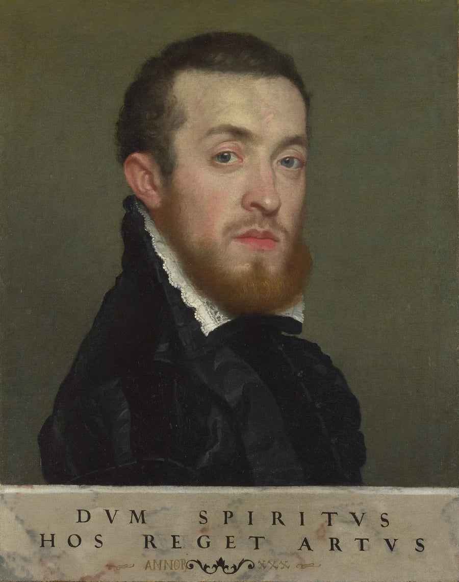 Genç bir adamın büstü ve bir yazı - Giovanni Battista Moroni